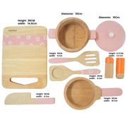 Playbox Grill & Chill Wooden Cooking Set | Wooden Kitchen Set Toy Natural Cooking Sets Pretend Play Toys for Kids