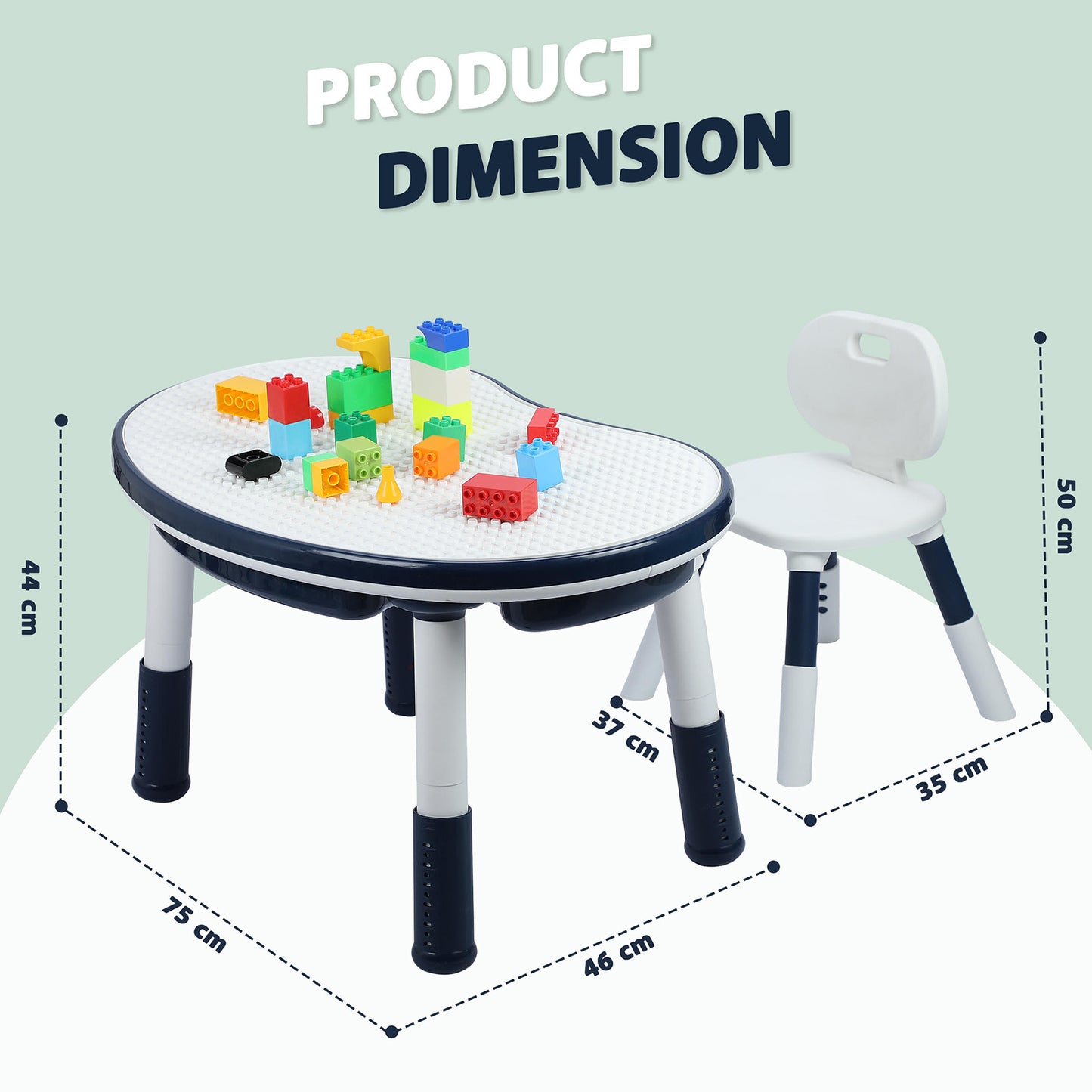 OPlus Blocks cum Sensory Table with chair - Blue color