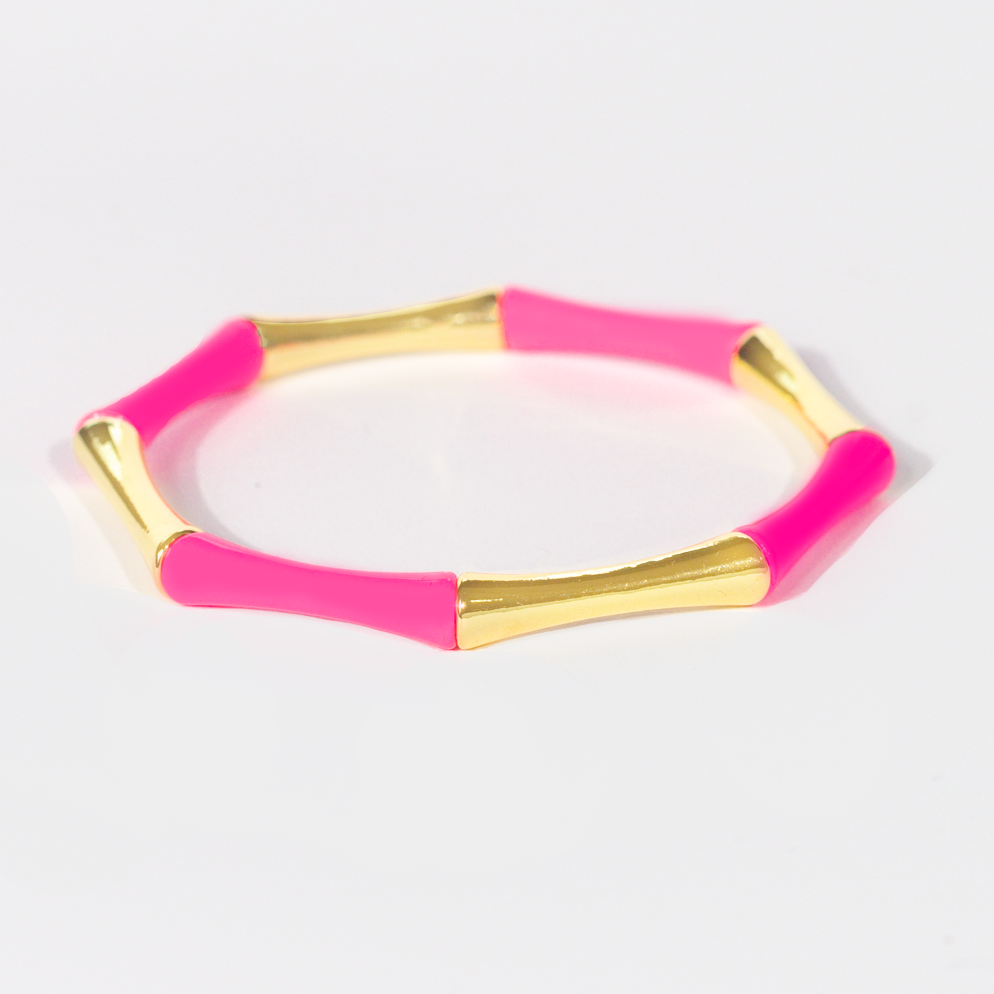 Bamboo Enamel Bracelet | Pop Pink & Gold