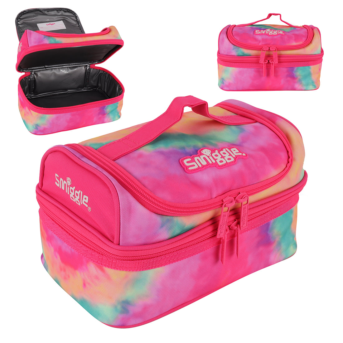 Smiggle Vivid Double Decker Lunchbox Pink, 3Y+