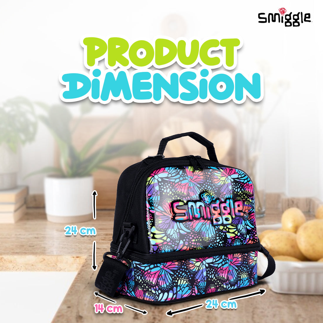 Smiggle Vivid Hardtop Lunchbox Black Mix, 3Y+