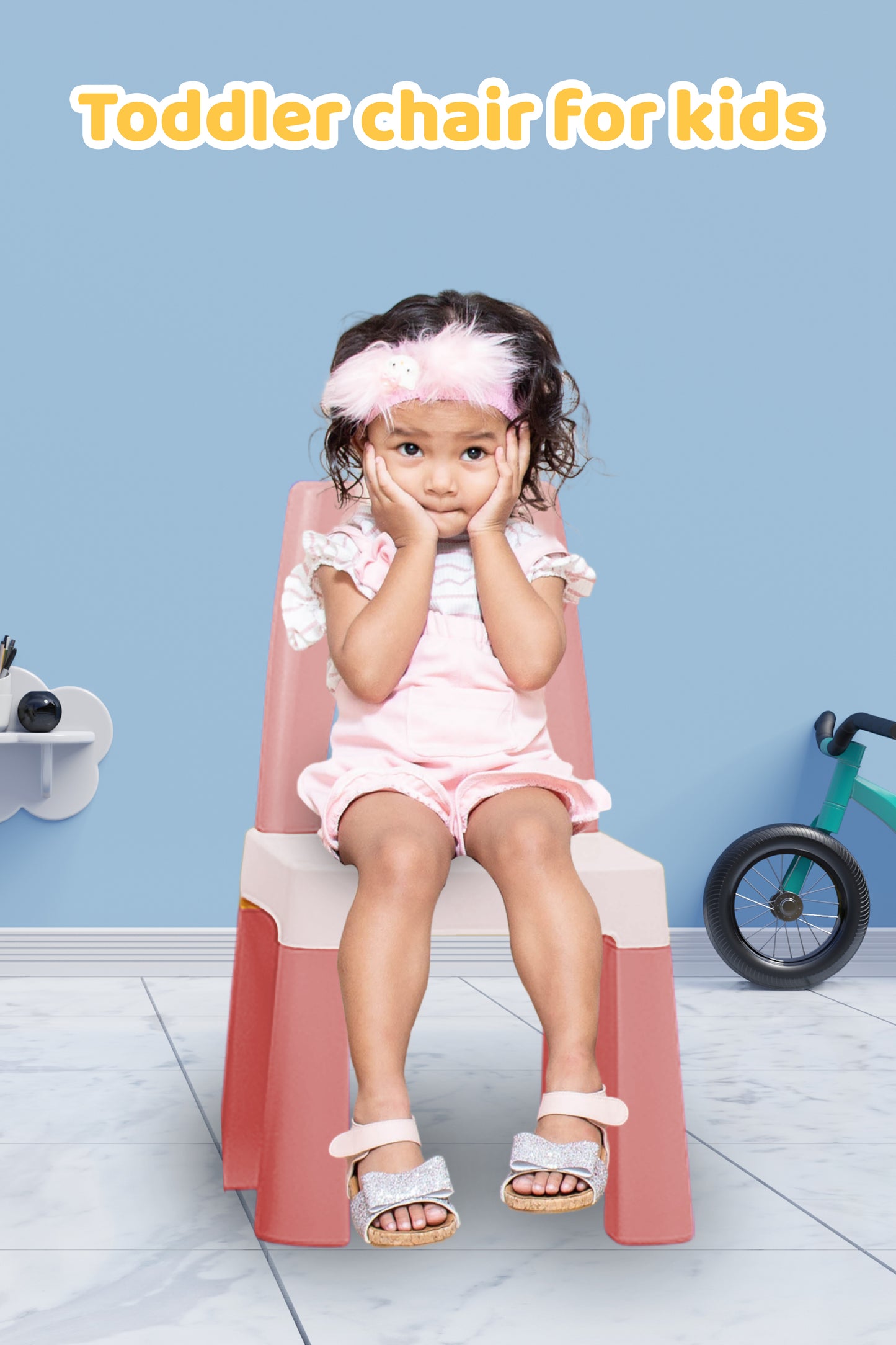 OPlus Learning Chair for Kids - Pastel pink and white