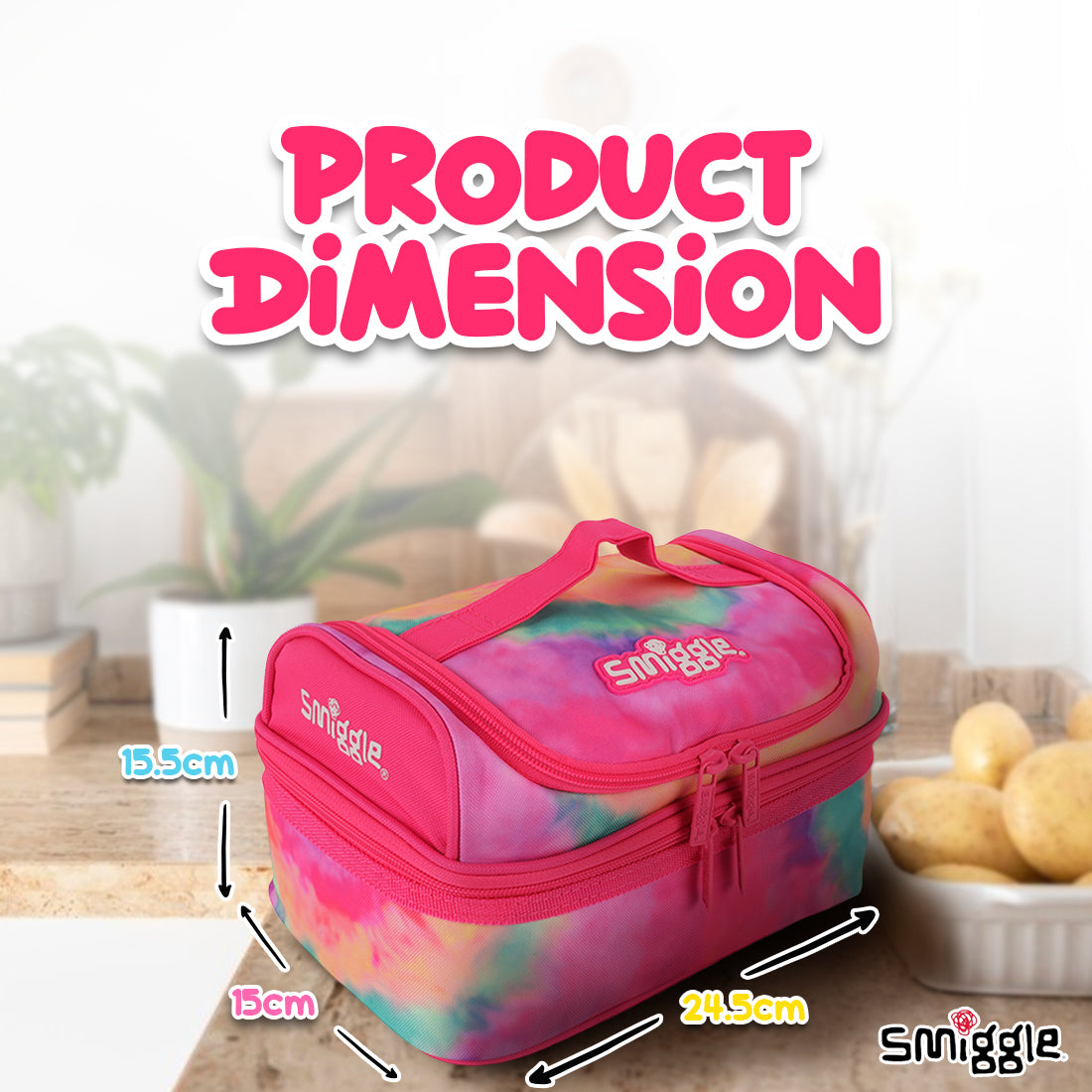 Smiggle Vivid Double Decker Lunchbox Pink, 3Y+