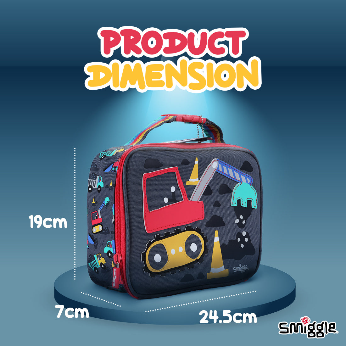 Smiggle Glide Teeny Tiny Square Lunchbox Grey, 3Y+