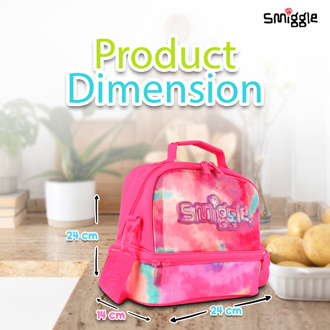 Smiggle Vivid Hardtop Lunchbox Pink, 3Y+