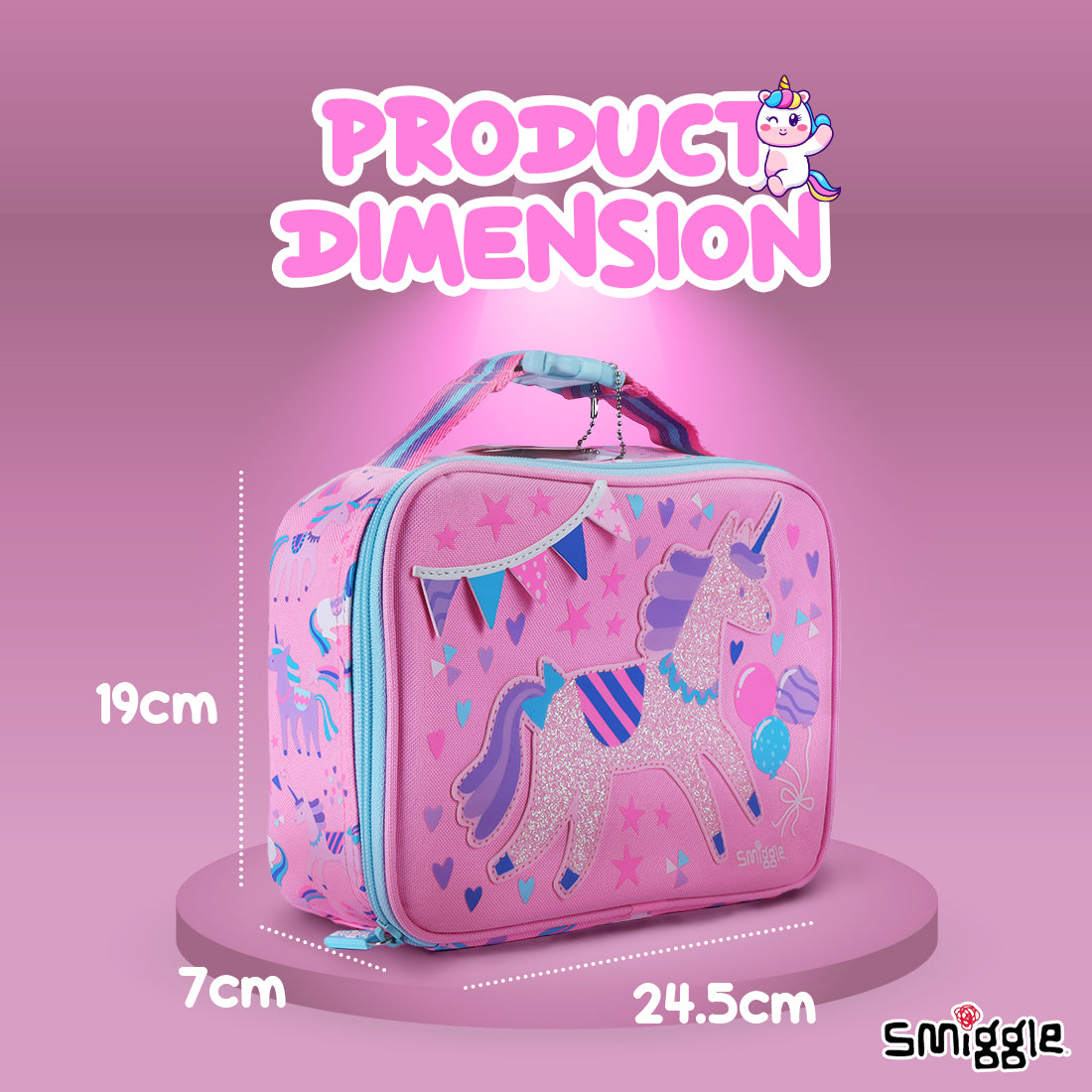 Smiggle Glide Teeny Tiny Square Lunchbox Pink, 3Y+