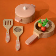 Playbox Grill & Chill Wooden Cooking Set | Wooden Kitchen Set Toy Natural Cooking Sets Pretend Play Toys for Kids