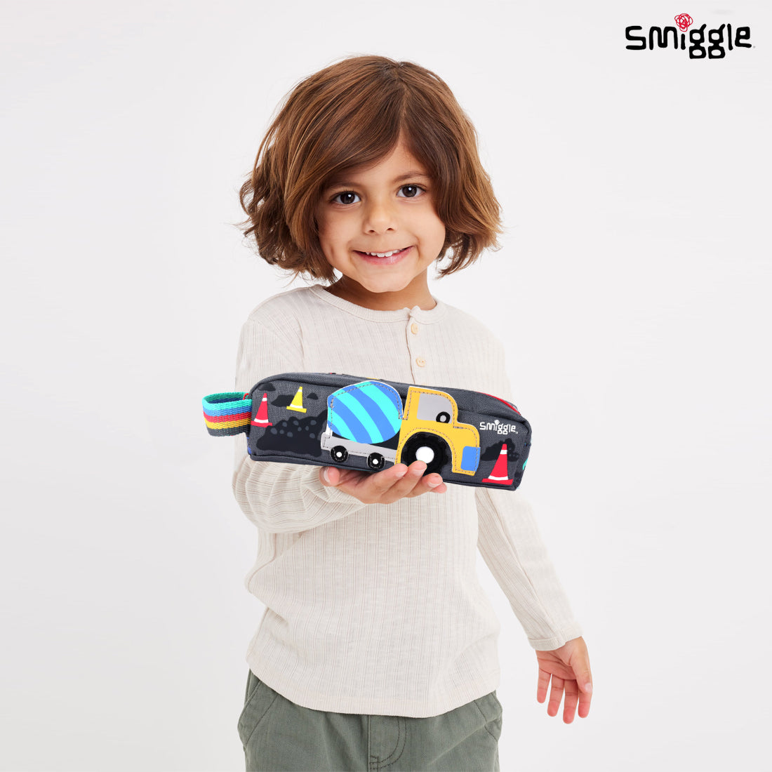 Smiggle Glide Teeny Tiny Character Pencil Case Grey, 3Y+