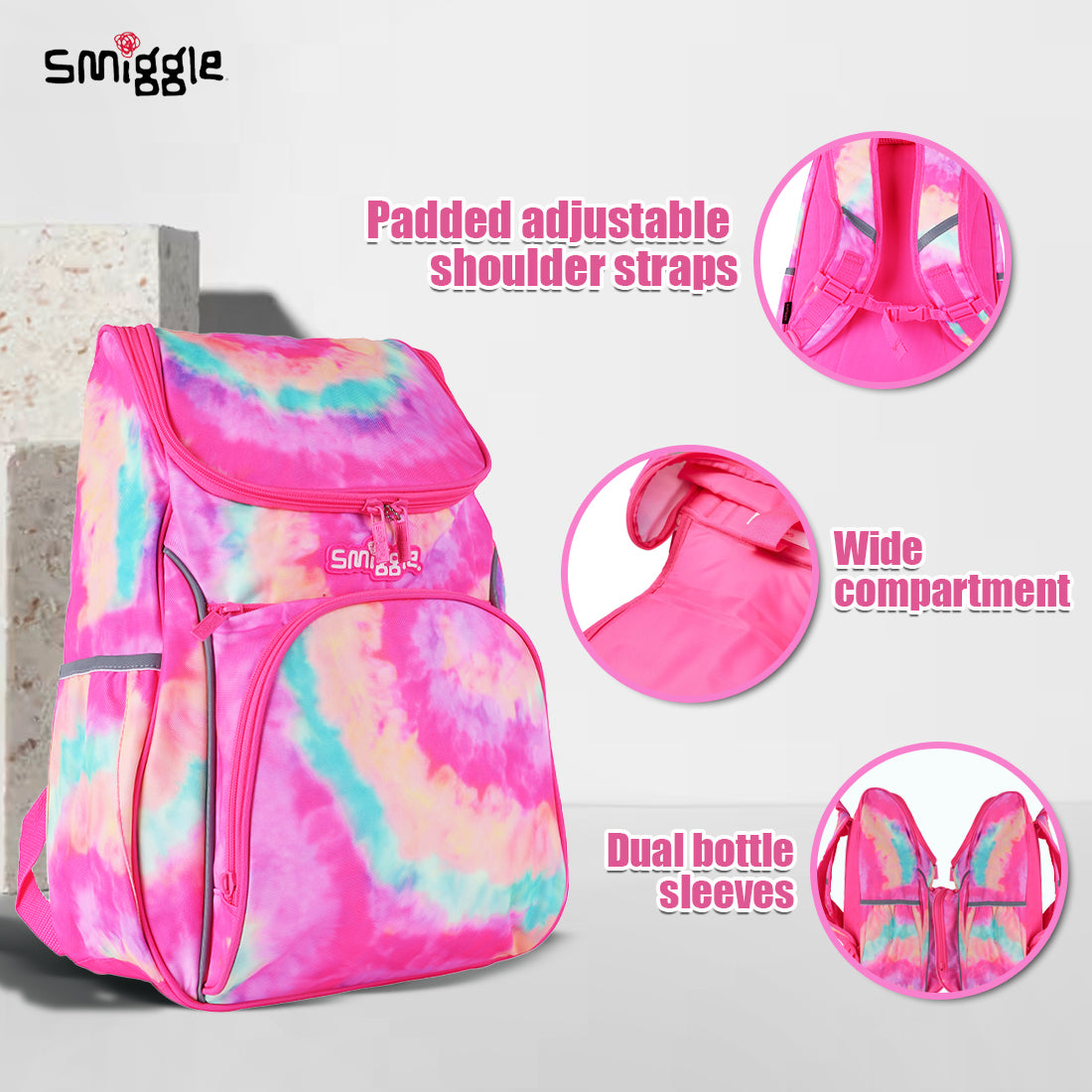 Smiggle Vivid Access Backpack Pink, 3Y+