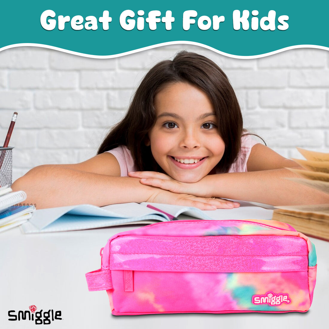Smiggle Vivid Essential Pencil Case Pink, 3Y+