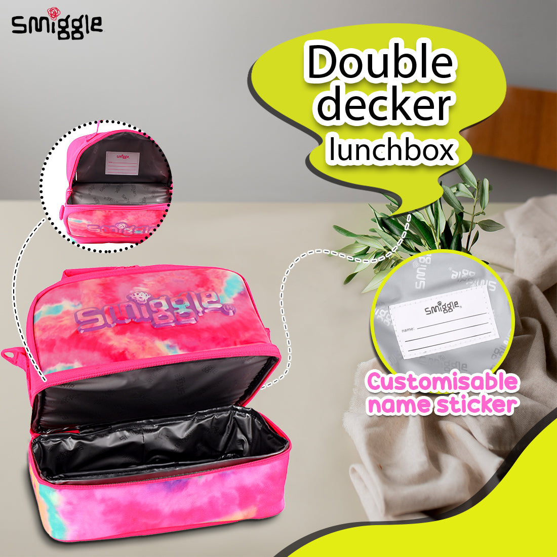 Smiggle Vivid Hardtop Lunchbox Pink, 3Y+