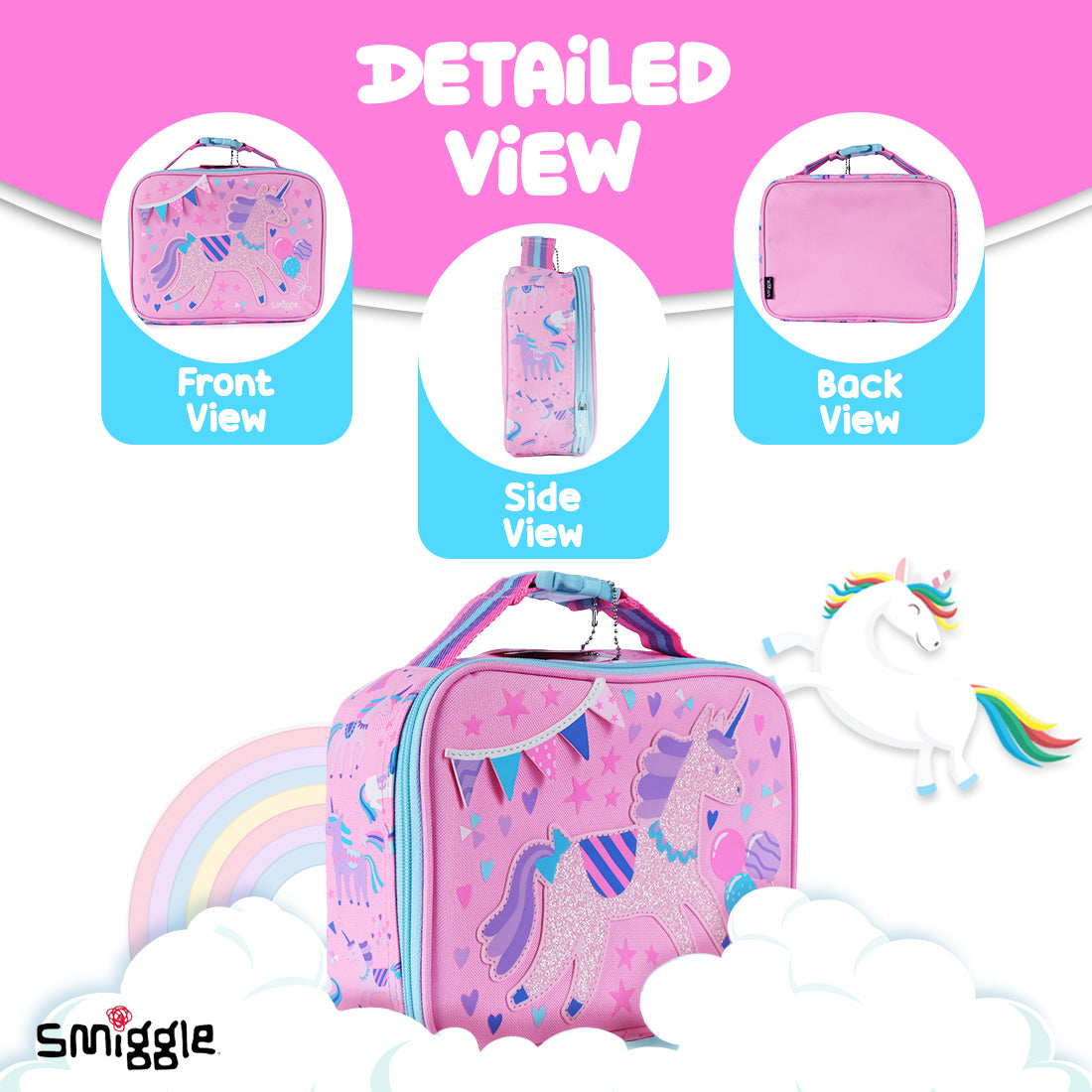 Smiggle Glide Teeny Tiny Square Lunchbox Pink, 3Y+