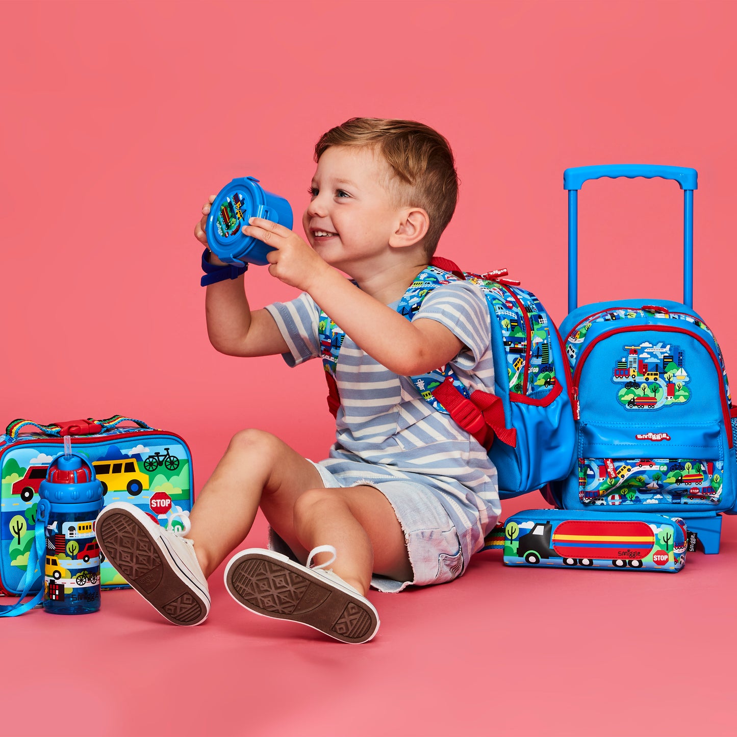 Smiggle Round About Teeny Tiny Bottle With Strap, Blue, 3Y+