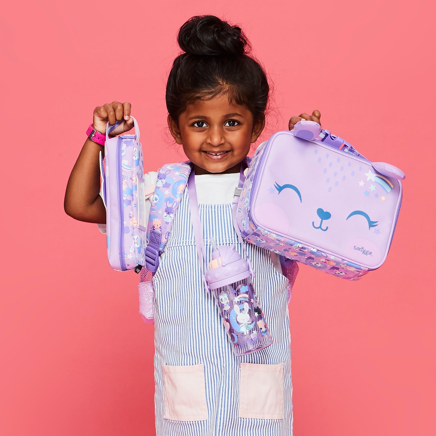 Smiggle Round About Teeny Tiny Square Lunch Box, Lilac, 3Y+