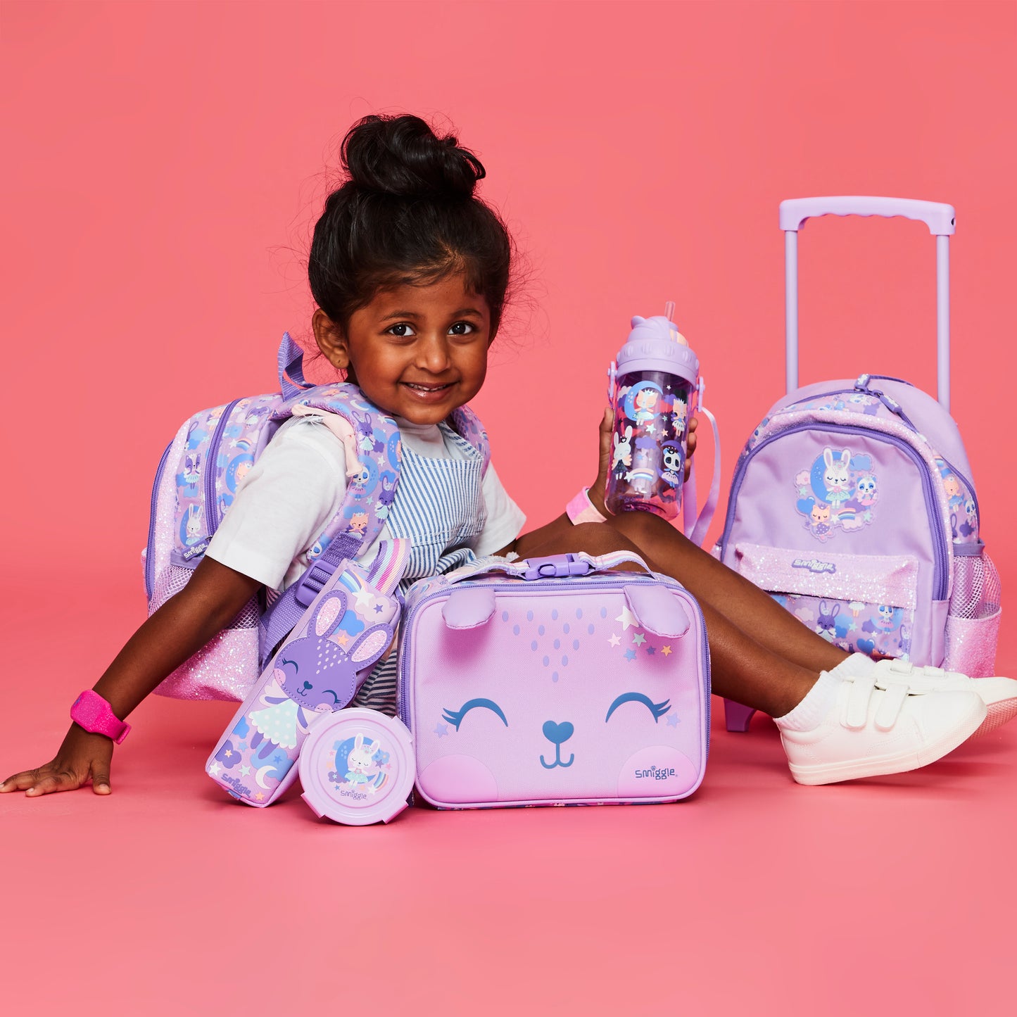 Smiggle Round About Teeny Tiny Square Lunch Box, Lilac, 3Y+