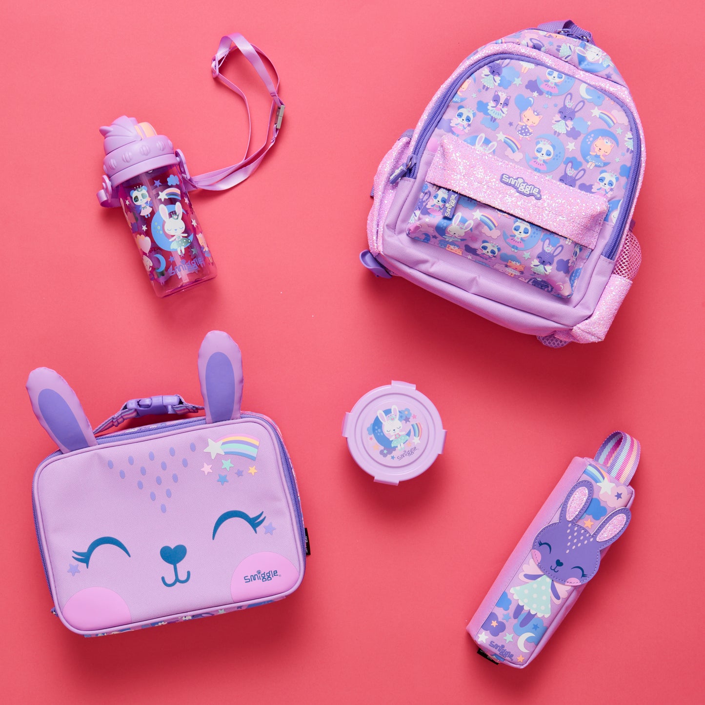 Smiggle Round About Teeny Tiny Square Lunch Box, Lilac, 3Y+