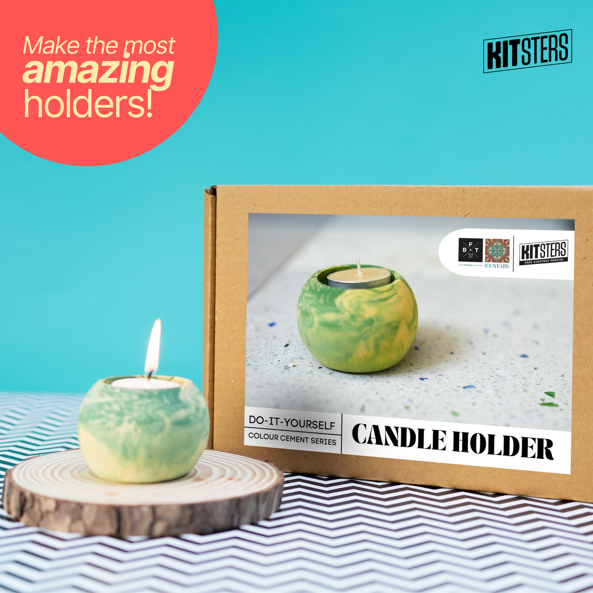 DIY Cement Candle Holder Kit Bombay Kids Company