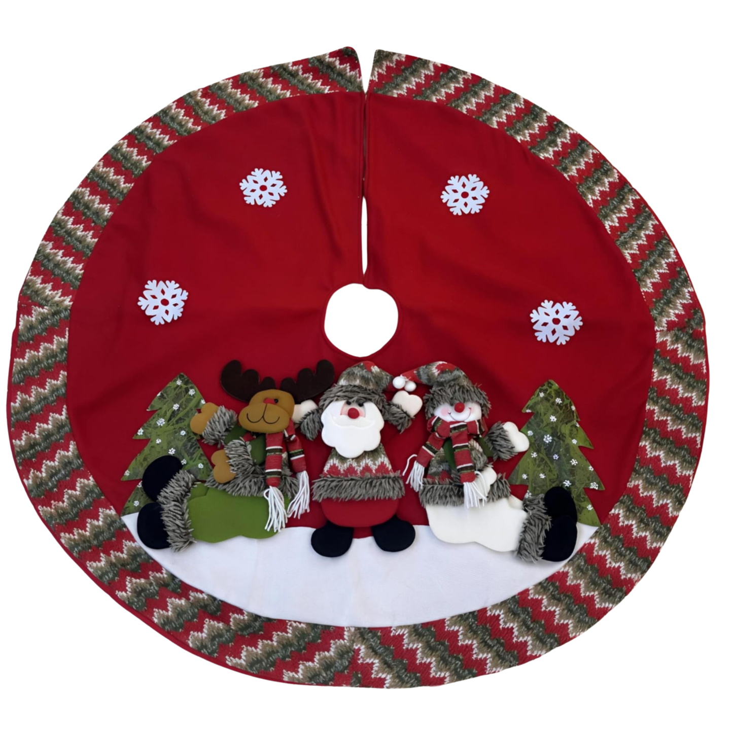 SMITTEN, the enchanting Whimsical Winter Friends Appliquéd Christmas Tree Skirt by SWENSMITTEN, the enchanting Whimsical Winter Friends Appliquéd Christmas Tree Skirt by SWEN