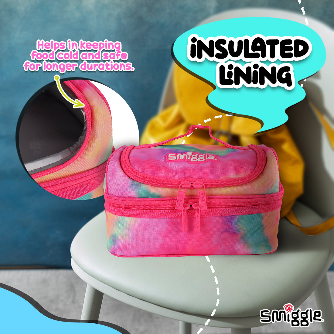 Smiggle Vivid Double Decker Lunchbox Pink, 3Y+
