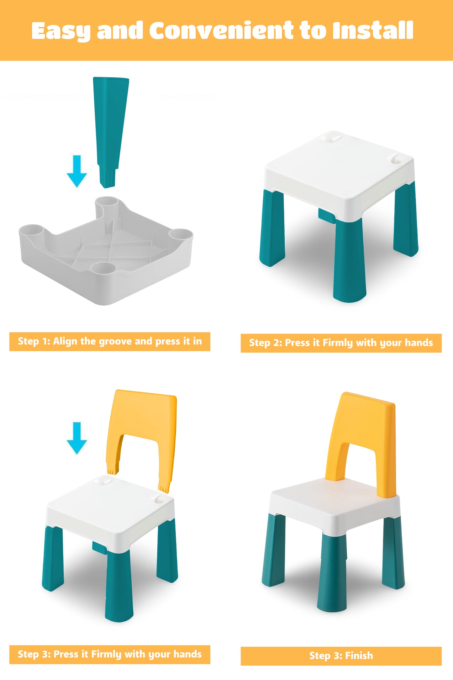 OPlus Learning Chair for Kids - Yellow, white and Blue