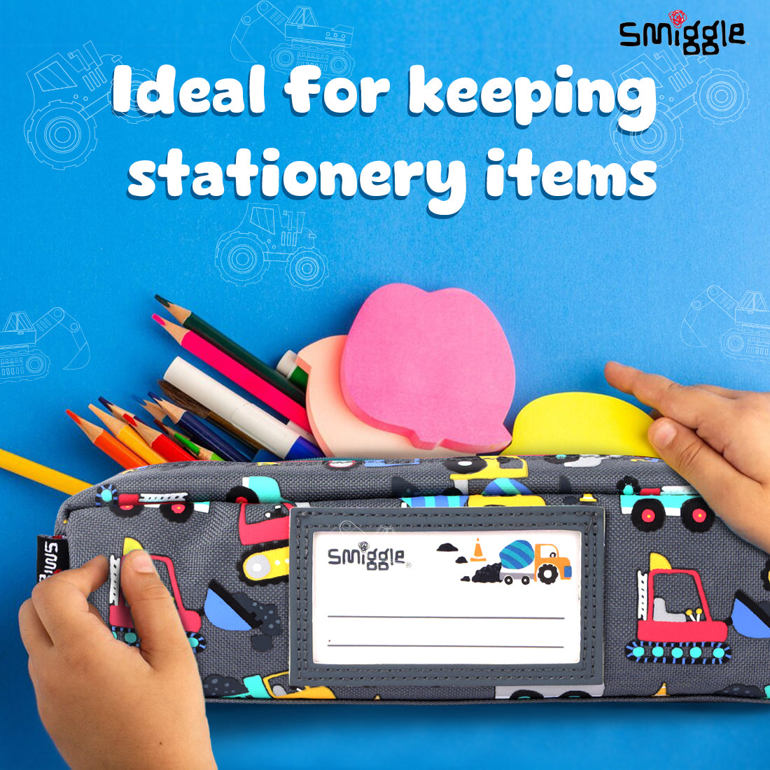 Smiggle Glide Teeny Tiny Character Pencil Case Grey, 3Y+