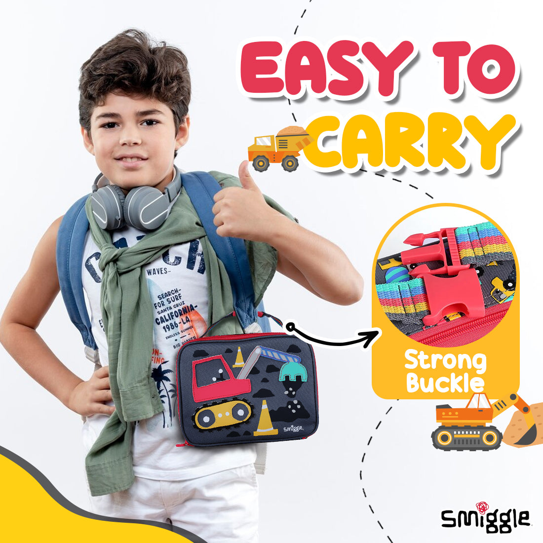 Smiggle Glide Teeny Tiny Square Lunchbox Grey, 3Y+