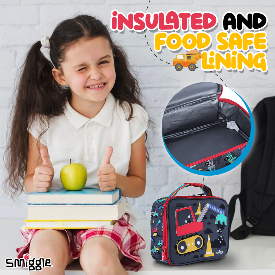 Smiggle Glide Teeny Tiny Square Lunchbox Grey, 3Y+