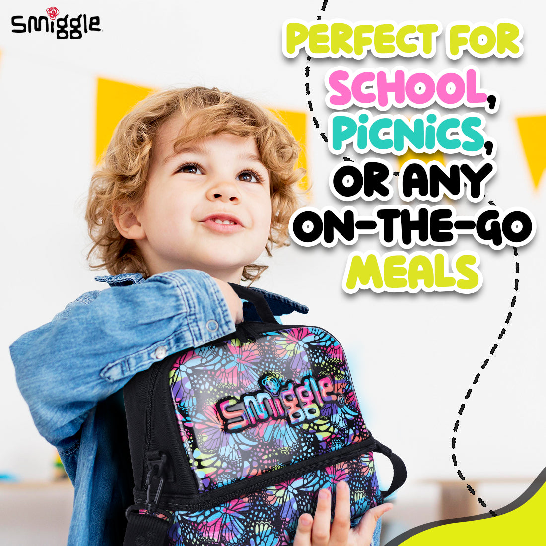 Smiggle Vivid Hardtop Lunchbox Black Mix, 3Y+