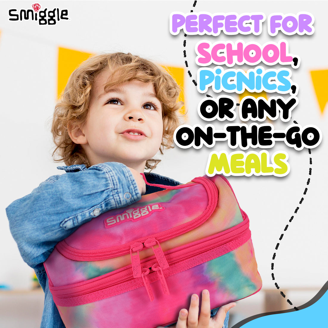 Smiggle Vivid Double Decker Lunchbox Pink, 3Y+