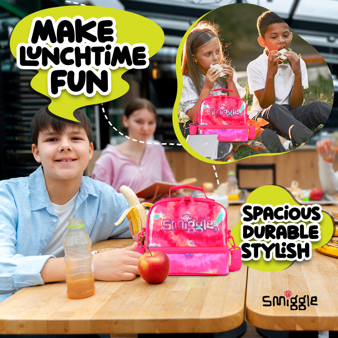 Smiggle Vivid Hardtop Lunchbox Pink, 3Y+