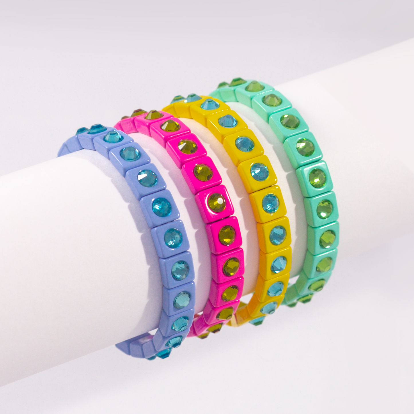 Bling Enamel Crystal Bracelet | Pastel Green