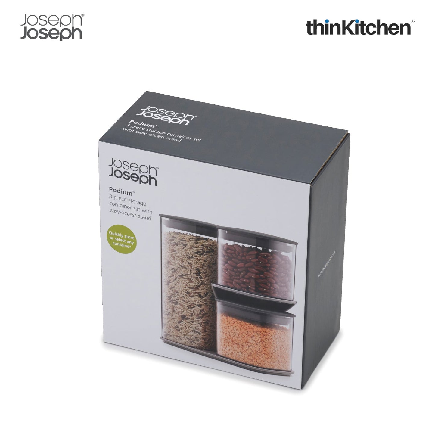 thinKitchen™ Joseph Joseph Podium™ 3-piece Storage Jar Set with Stand, Grey