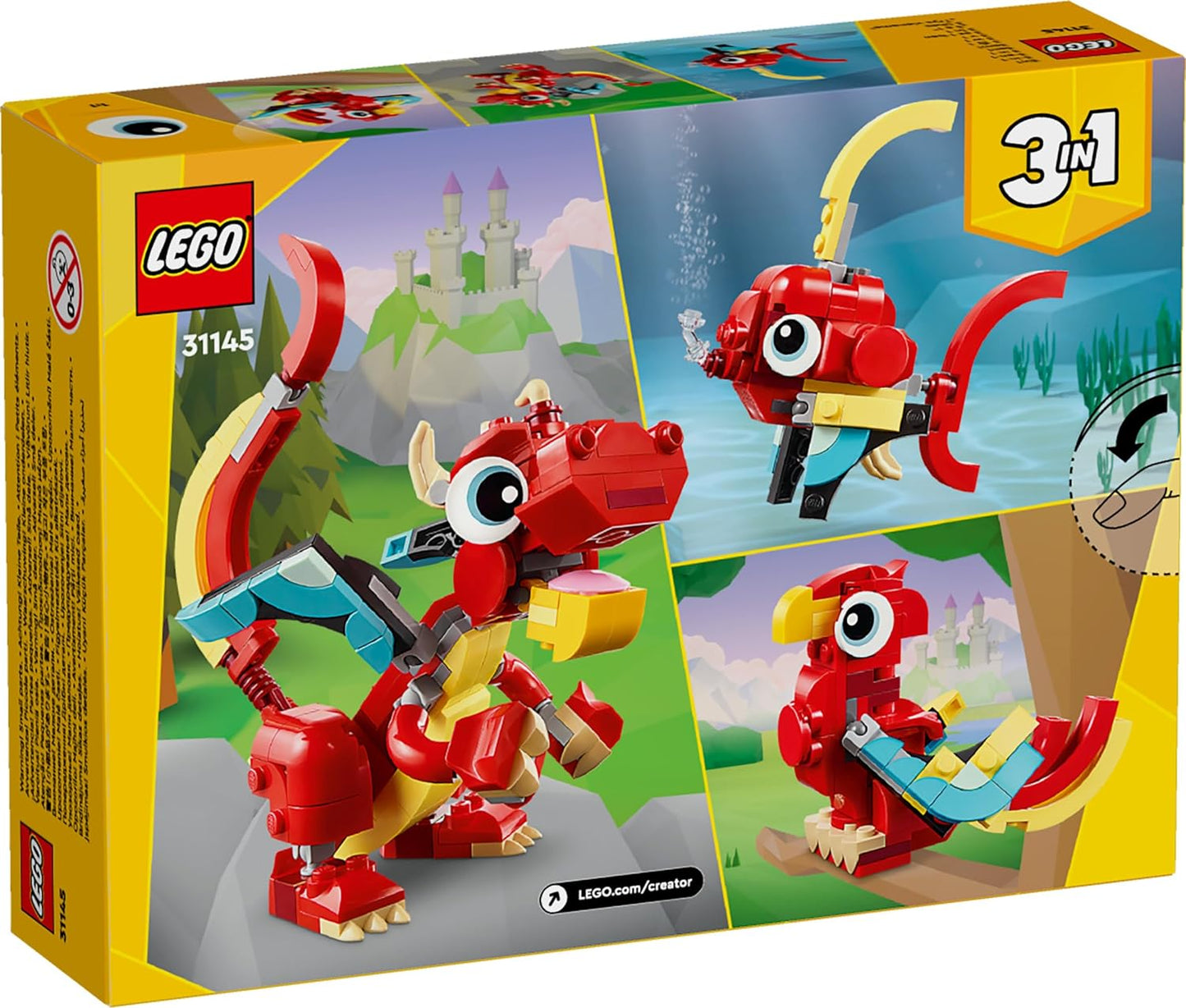 LEGO Creator Red Dragon 3in1 Animal Toy Set  (149 Pieces) | 6+ Years