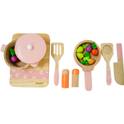 Playbox Grill & Chill Wooden Cooking Set | Wooden Kitchen Set Toy Natural Cooking Sets Pretend Play Toys for Kids