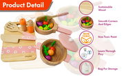 Playbox Grill & Chill Wooden Cooking Set | Wooden Kitchen Set Toy Natural Cooking Sets Pretend Play Toys for Kids