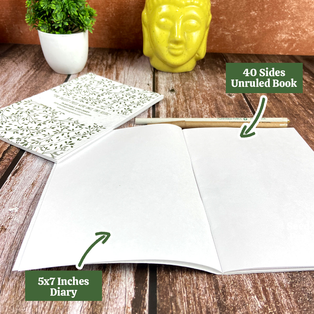 Plantable Stationery - Seed Diary, Seed Pens & Pencils in Zipper Pouch