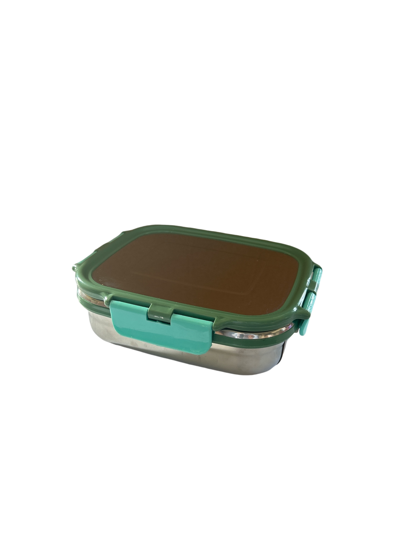 Veigo Medium Stainless Steel Snacks Box - Military + Cyan | Limited Edition