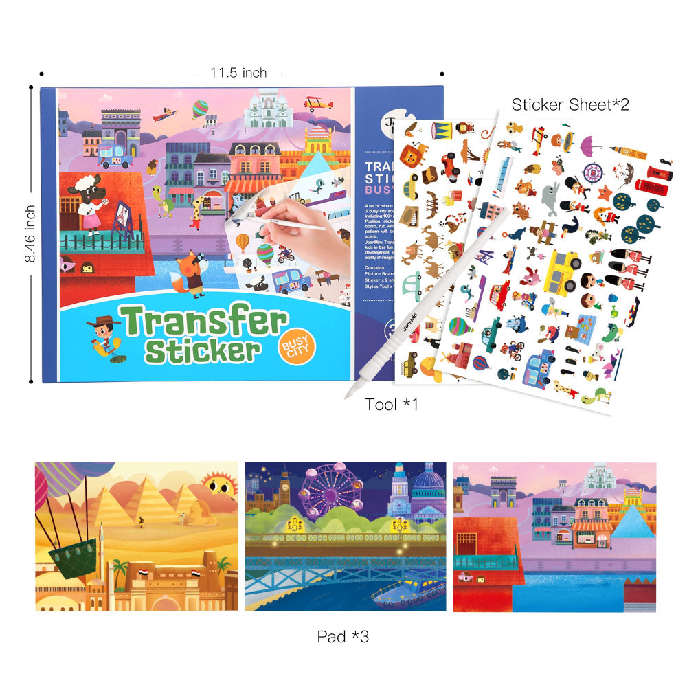 Jar Melo Transfer Sticker Scenes Pads -Busy City-Arts & Crafts-Jarmelo-Toycra