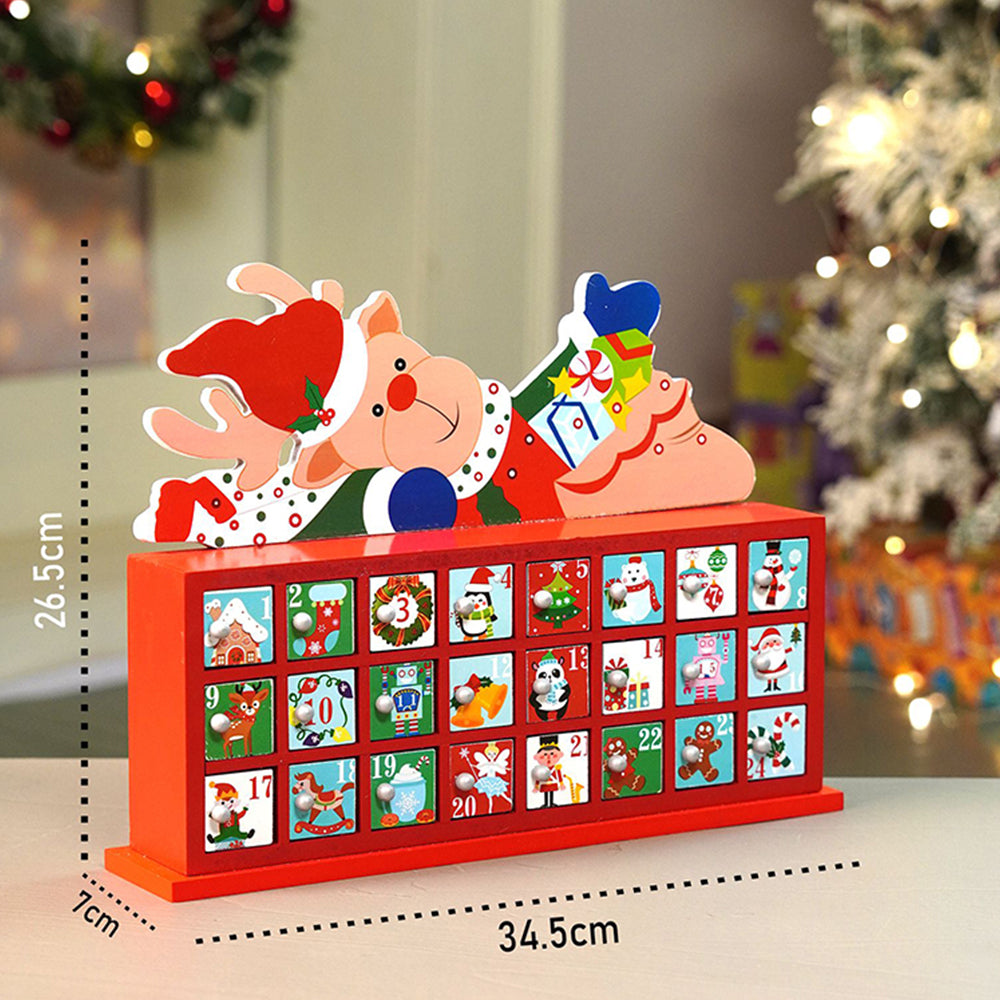 24days Deer on Roof Block shaped wooden advent Calendar for christmas