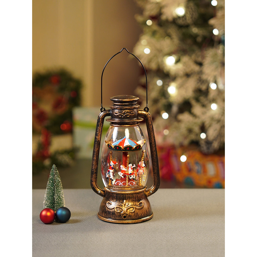 Antique Look Lantern Carousel with Musical Glitter Water Light, Christmas Home Décor
