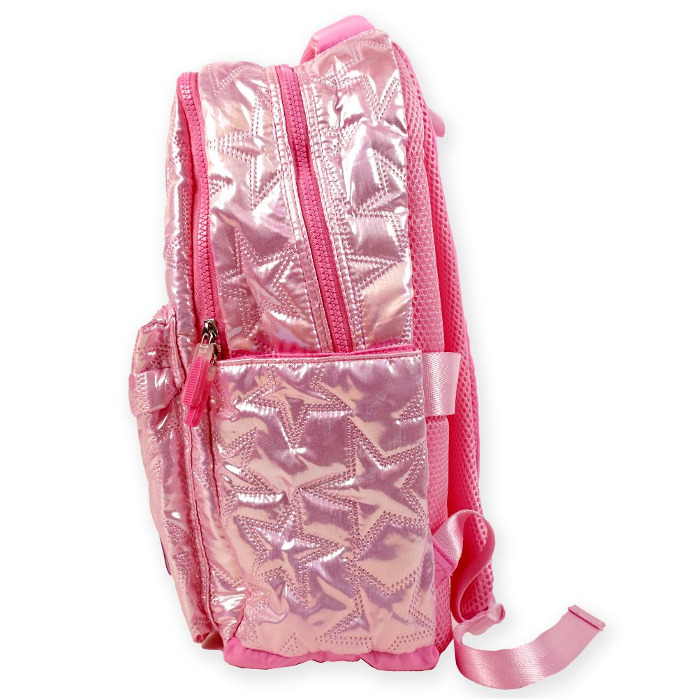 Little Surprise Box, 3pcs Shiny Pink Star Matching Backpack, Lunch Bag and Stationery Pouch, 8years to Adults