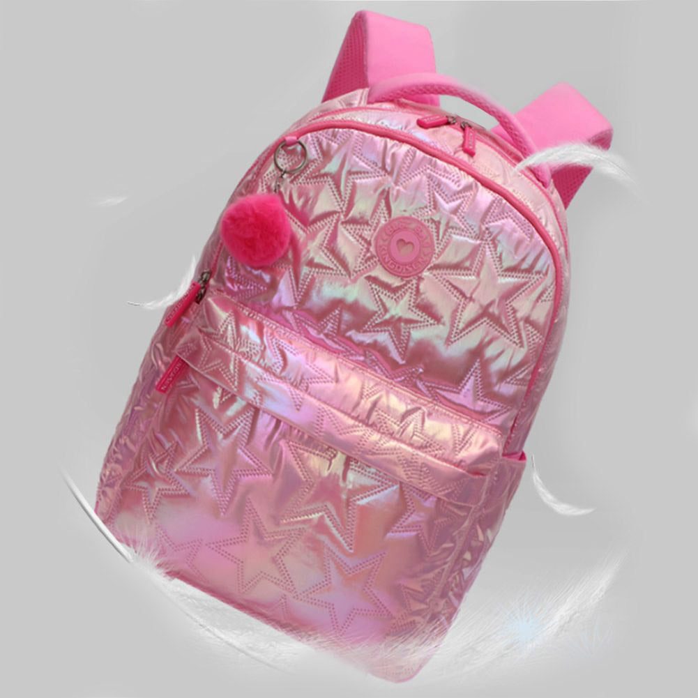 Little Surprise Box, 3pcs Shiny Pink Star Matching Backpack, Lunch Bag and Stationery Pouch, 8years to Adults