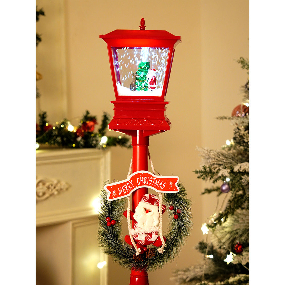 Big 4.8 feet Santa with Tree & Deer Snowfall Lamp Post Christmas Decor