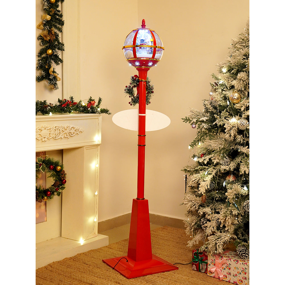 5.7 feet Tall Snowman Snowfall Globe Lamp Post Christmas Décor