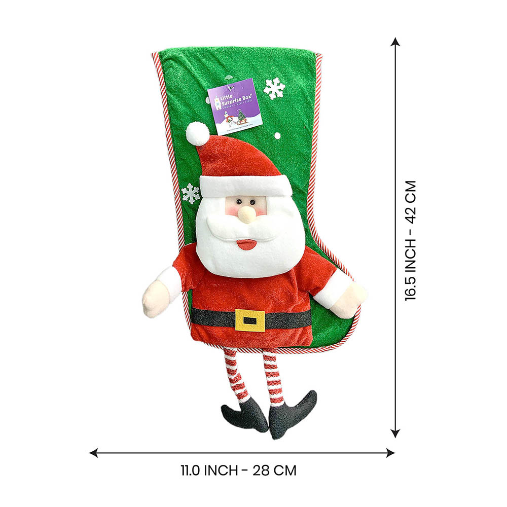 Velvet Glitter Santa Christmas Stocking, 16 inches