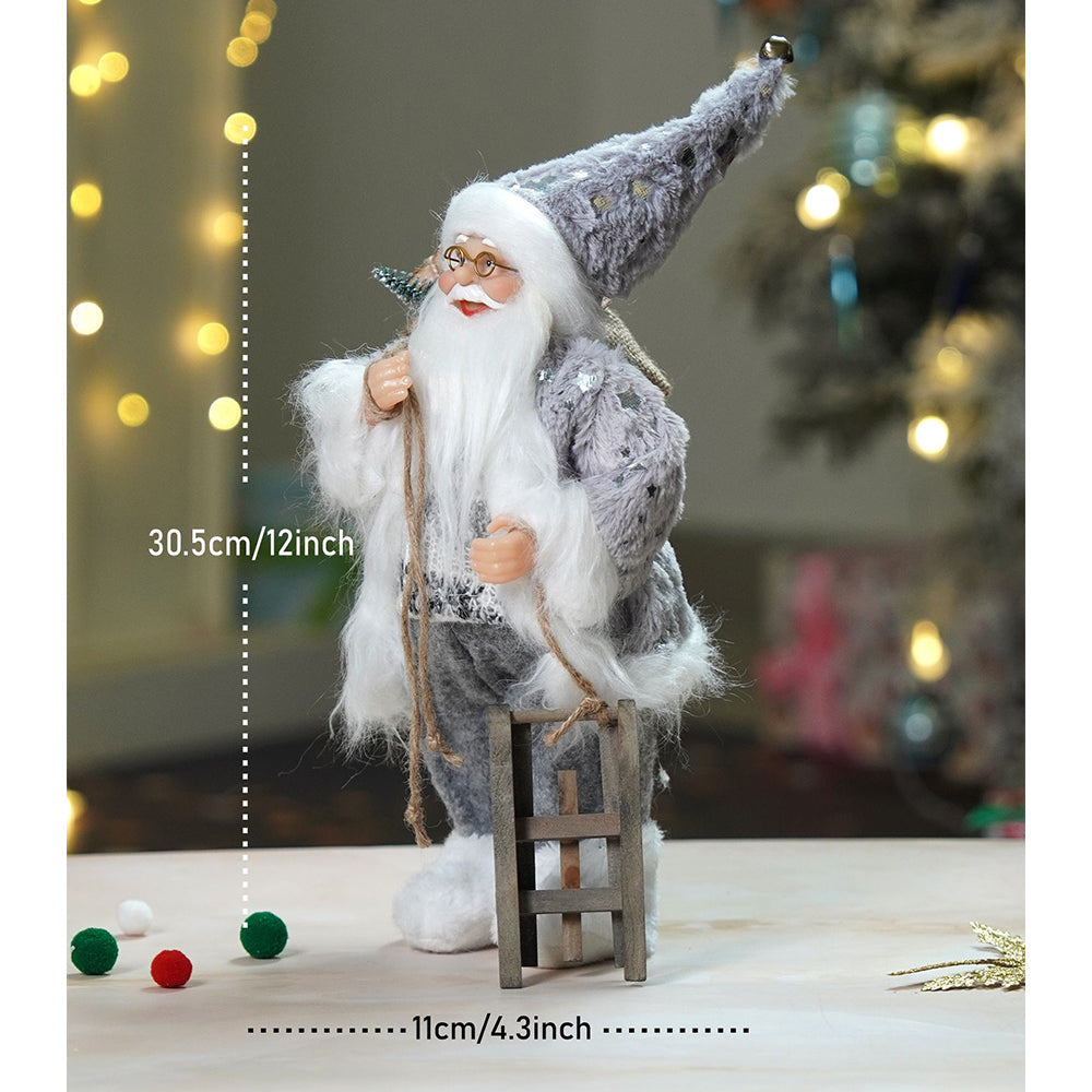 12 inches Grey Shiny hanging sledge Santa , Christmas Home and Table Décor