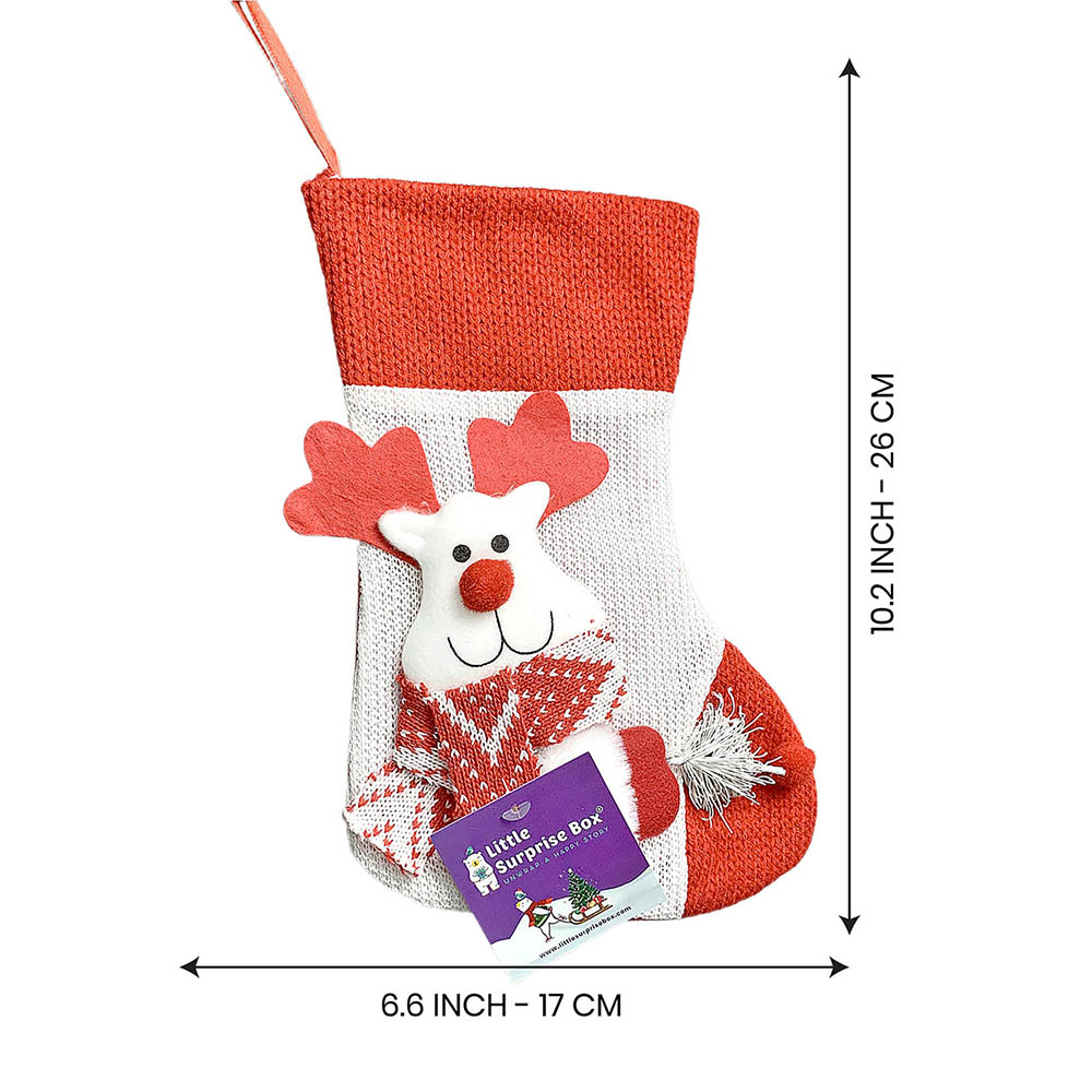 Mini Snowflake Deer Christmas Stocking, 10 inches