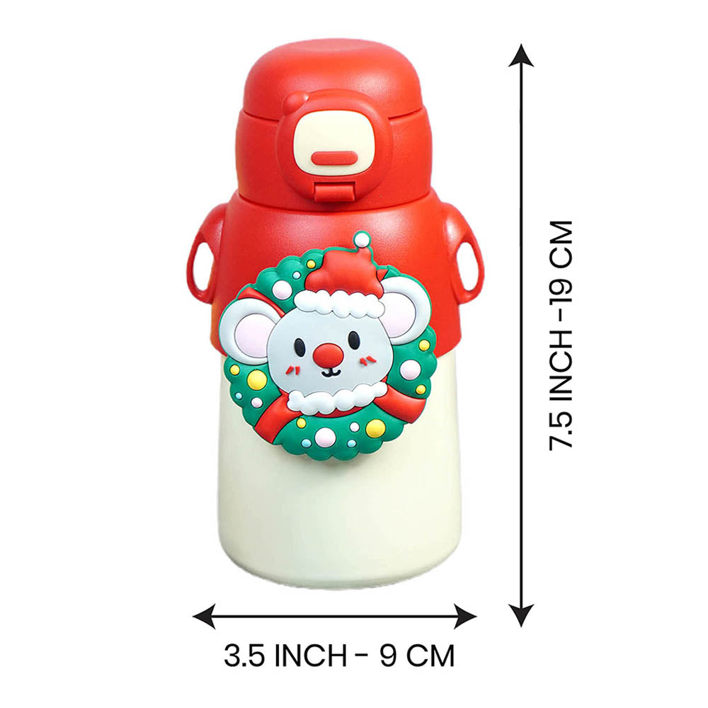 Festive Mouse Christmas themed Stainless Steel water bottle for Toddlers & Kids, 500ml