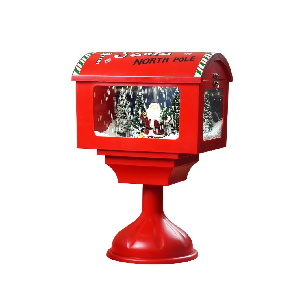 North Pole Mailbox Snowglobe with Light,Muisc and Snowfall.