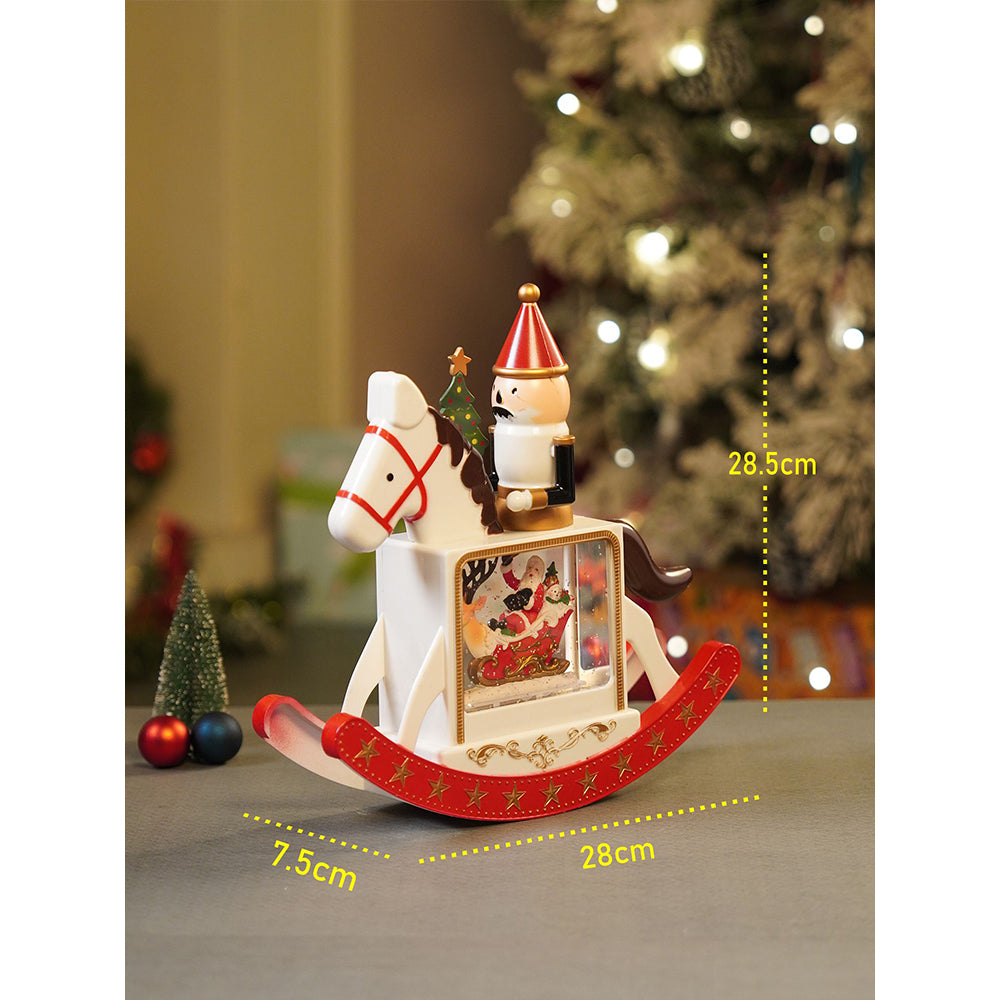 Rocking Nutcracker with Tree with Musical Glitter Water & Lights, Christmas Home Décor